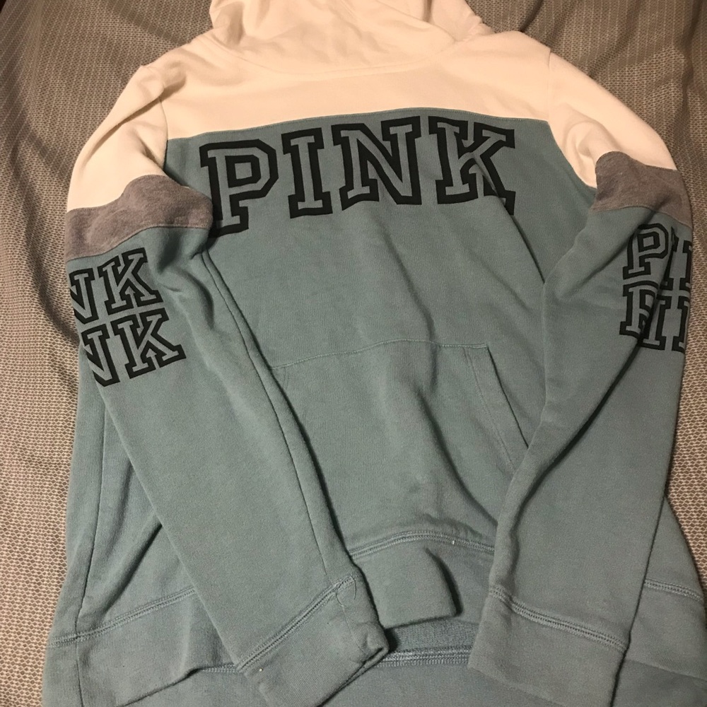 PINK blue and white sweatshirt